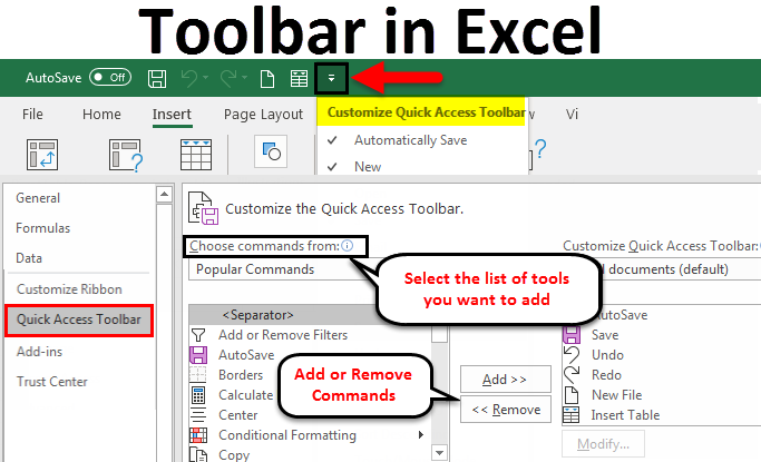 customize toolbar excel for mac